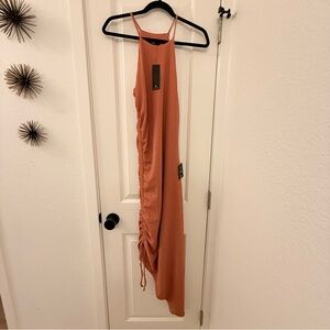 Elegant Women's Terracotta asymmetrical Dress